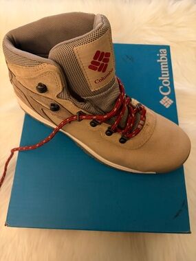 Columbia Tan and Red Hiking Boot